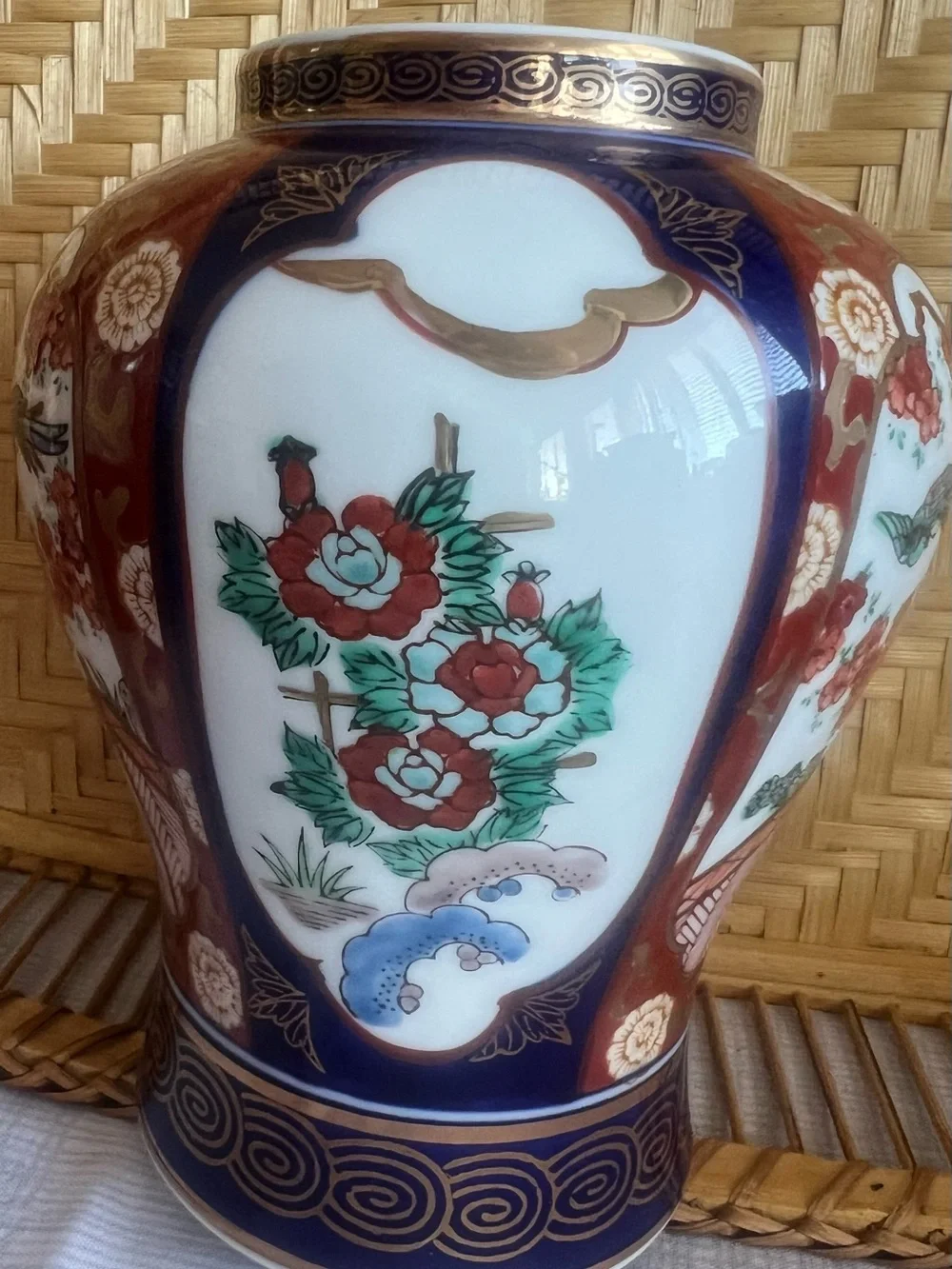Gold Imari Hand Painted 7.5” Tall Vase